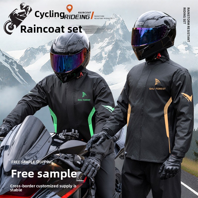 Cycling Commuter Rain Jacket - Взрослый светоотражающий полиэстеровый дождевой костюм для